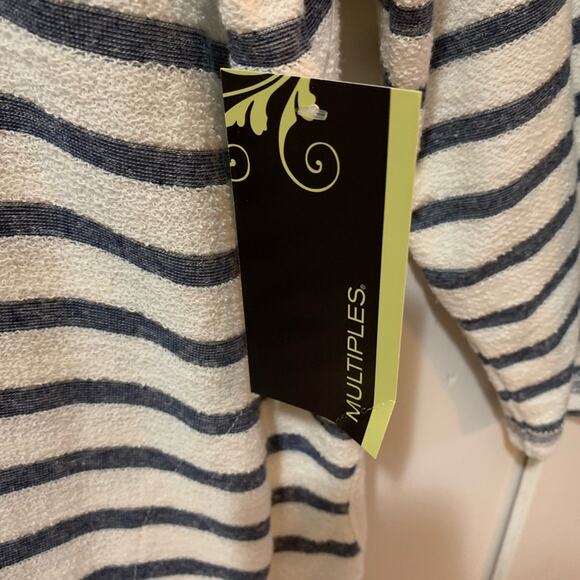 NWT Multiples LS Striped Cardigan Blue White Nautical Knit TerryCloth XL - Picture 4 of 10